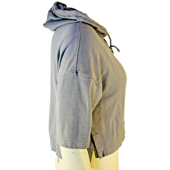Fabletics Hooded Sweatshirt Womens S Grey Hoodie Ribbed Heavy Weight Half Slv - Picture 5 of 10